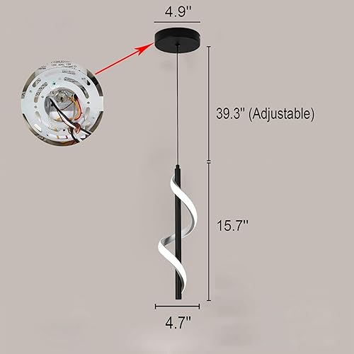 Miniatura 7 de CANEOE Lámpara colgante LED creativa, 5500 K en espiral moderna LED moderna lámpara de isla de cocina, iluminación colgante de altura ajustable de