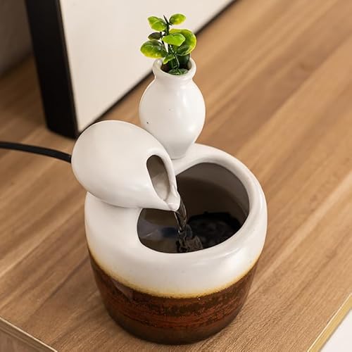 Generic S046 Fountain Ceramic Mini Modern Design Water Feature Indoor Tabletop Desktop Home Decoration Office Kitchen Gift thumb #2