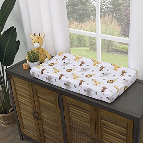 Nojo Jungle Trails Grey, Gold, Green And White Super Soft Animal Print Changing Pad Cover #TOP1