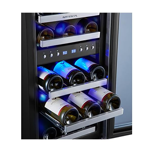 Phiestina 15 Inch Dual Zone Wine Cooler Refrigerator 29 Bottle Built