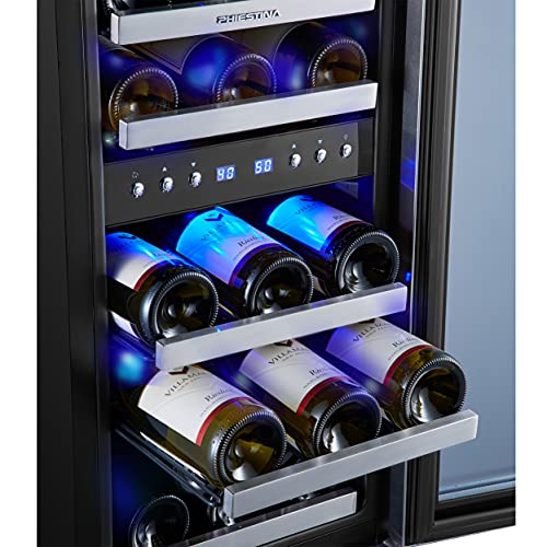Phiestina 15 Inch Dual Zone Wine Cooler Refrigerator 29 Bottle Built