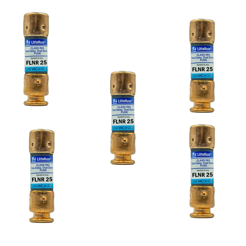 5-Pack New FLNR 25 FLNR-25A 250Vac Time Delay Fuse,FLNR-25 Current Limiting Class RK5 Cartridge Fuse