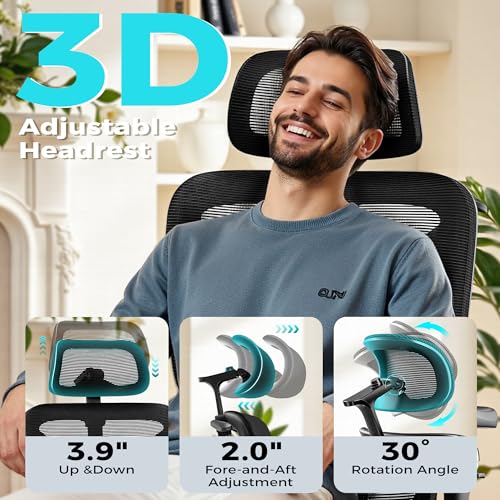 Image of Ergonomic Mesh Office Chair with Footrest, Big and Tall Home Desk Chair with 5D Flip-Up Arms, Adjustable Lumbar Support, Gaming & Executive Computer Chairs, Black