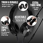 Premium Classroom Headphone & Mic Set 3.5mm Jack Stereo Sound Earphones with Microphone & Soft Swivel On Ear Pads- Perfect for E-Learning, Meetings, Calls - Bulk Pack of 5 (Black) - Image 3