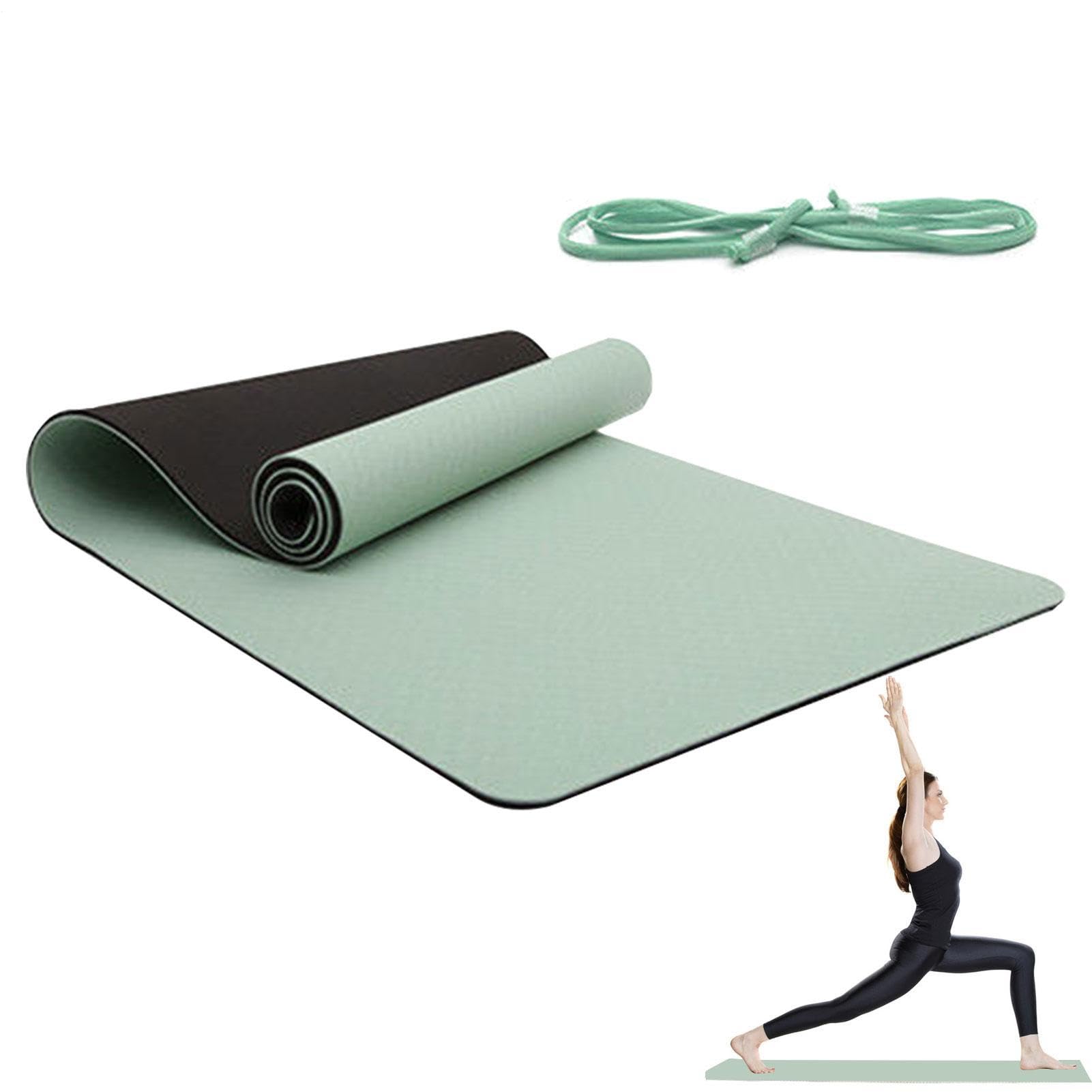 Yogamatte rutschfest – mit Tragegurt und dickem Kissen | für Yoga, Pilates, Zuhause, Fitnessstudio, Trainingsraum, Bodenmatte für Studio und Fitnessstudio zu Hause, praktisch barfuß