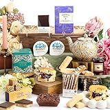 Luxury Afternoon Tea Hamper - Birthday Hampers Gift for Women & Men - Gourmet Cream Tea Food Hamper with Scones, Clotted Cream, Jam, Cake, Tea, Biscuits, Fudge & Flapjack - Celebration Gift Basket