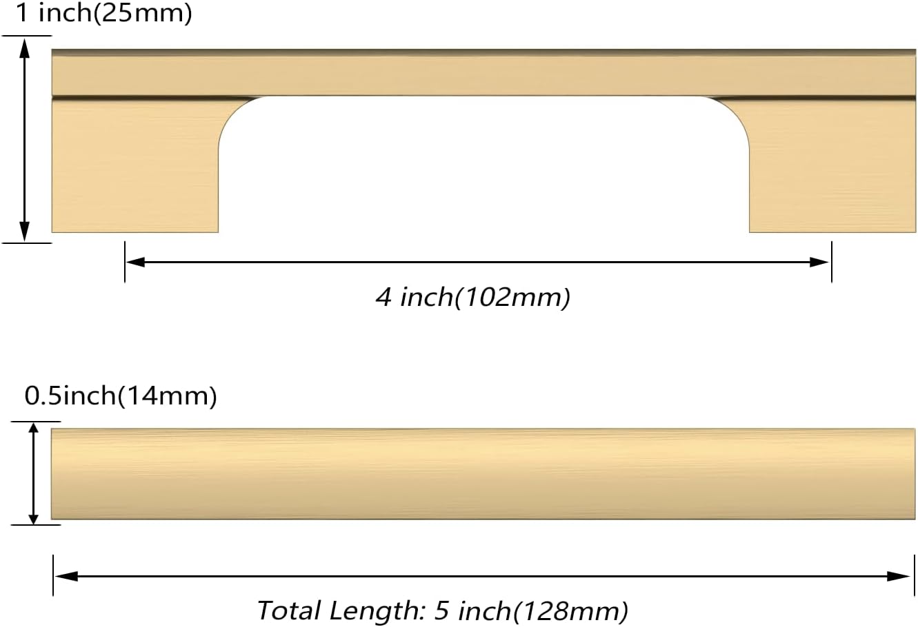 Asidrama 10 Pack 4 Inch(102mm) Champagne Bronze Cabinet Pulls Kitchen Cabinet Handles Champagne Cabinet Pulls Cabinet Hardware for Cupboard Drawer 4" Hole Center(102mm) Champagne Bronze 10