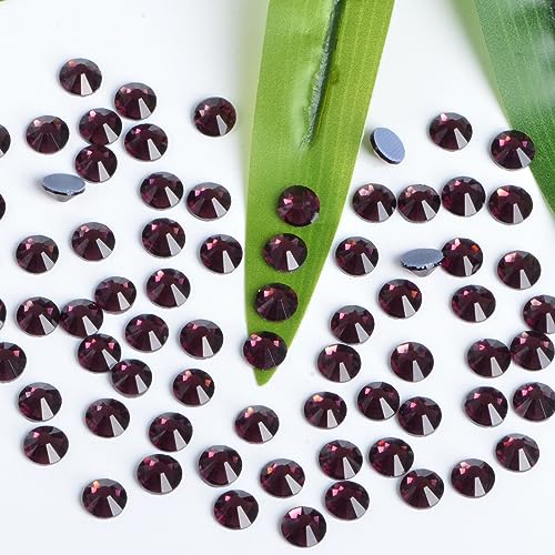 Image of Bymitel Hotfix Crystal Rhinestones Round Gems Iron on DIY Jewelry Making Flat Back for Crafts,Amethyst, 2mm(SS6 /2880pcs)
