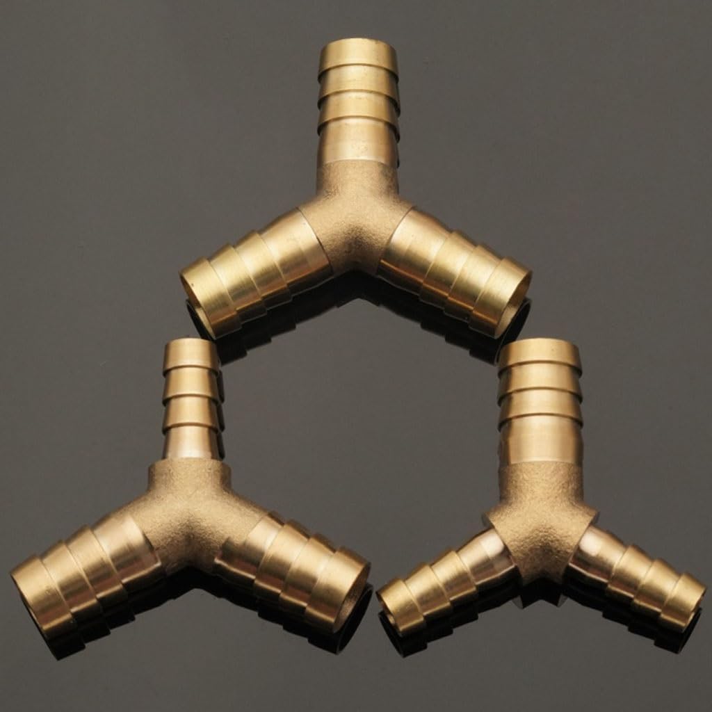 2PCS Reducing Barb Hose Fitting, Brass Splicer Pipe Y Shape 3 Way 6 8 10 12 14 16 20Mm Copper Barbed Connector Joint Coupler Adapter(OD 20mm)