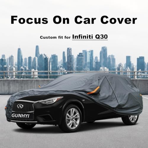 Image of GUNHYI Premium Car Cover Custom Fit Infiniti Q30, 16 Layers Heavy Duty Car Cover Waterproof All Weather with Zipper Door for Sun Rain Snow Dust Uv Protection