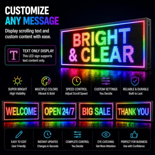 Image of 39 inchX14 inch Led Sign,Programmable Scrolling Outdoor Digital Business Custom Display Waterproof Ip65