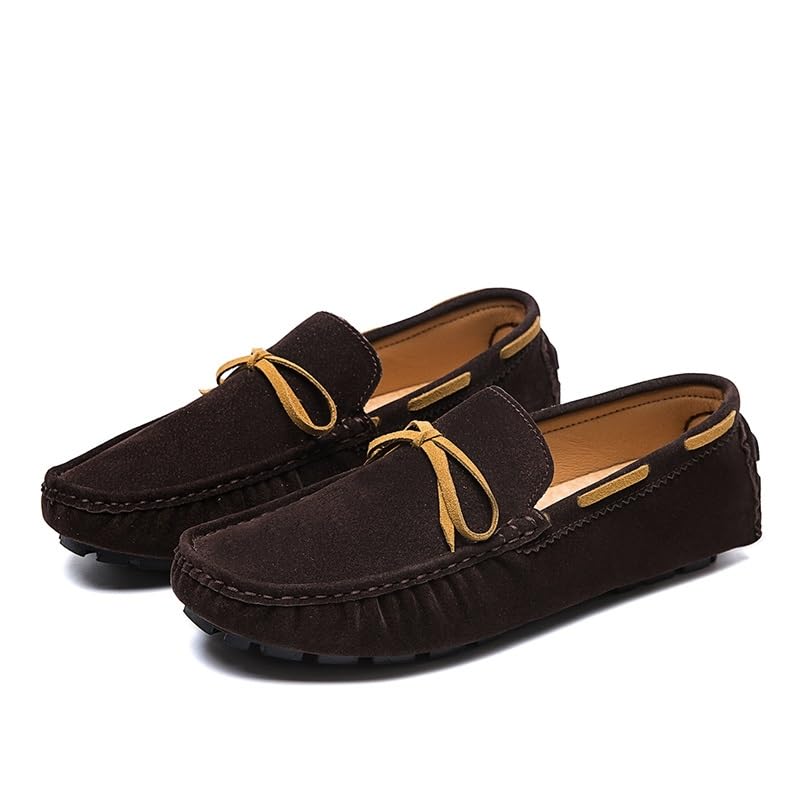 Mens Loafers Shoe Square Toe Vegan Leather Boat Driving Loafers Slip Resistant Flat Heel Lightweight Walking Slip-on4