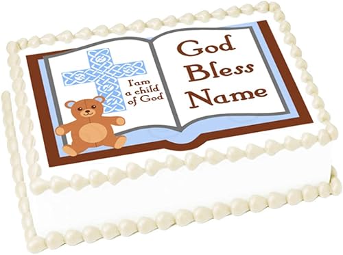 Bautizo niño Biblia 14 hoja (10.5 x 8 pulgadas) comestible decoración de fiesta de cumpleaños