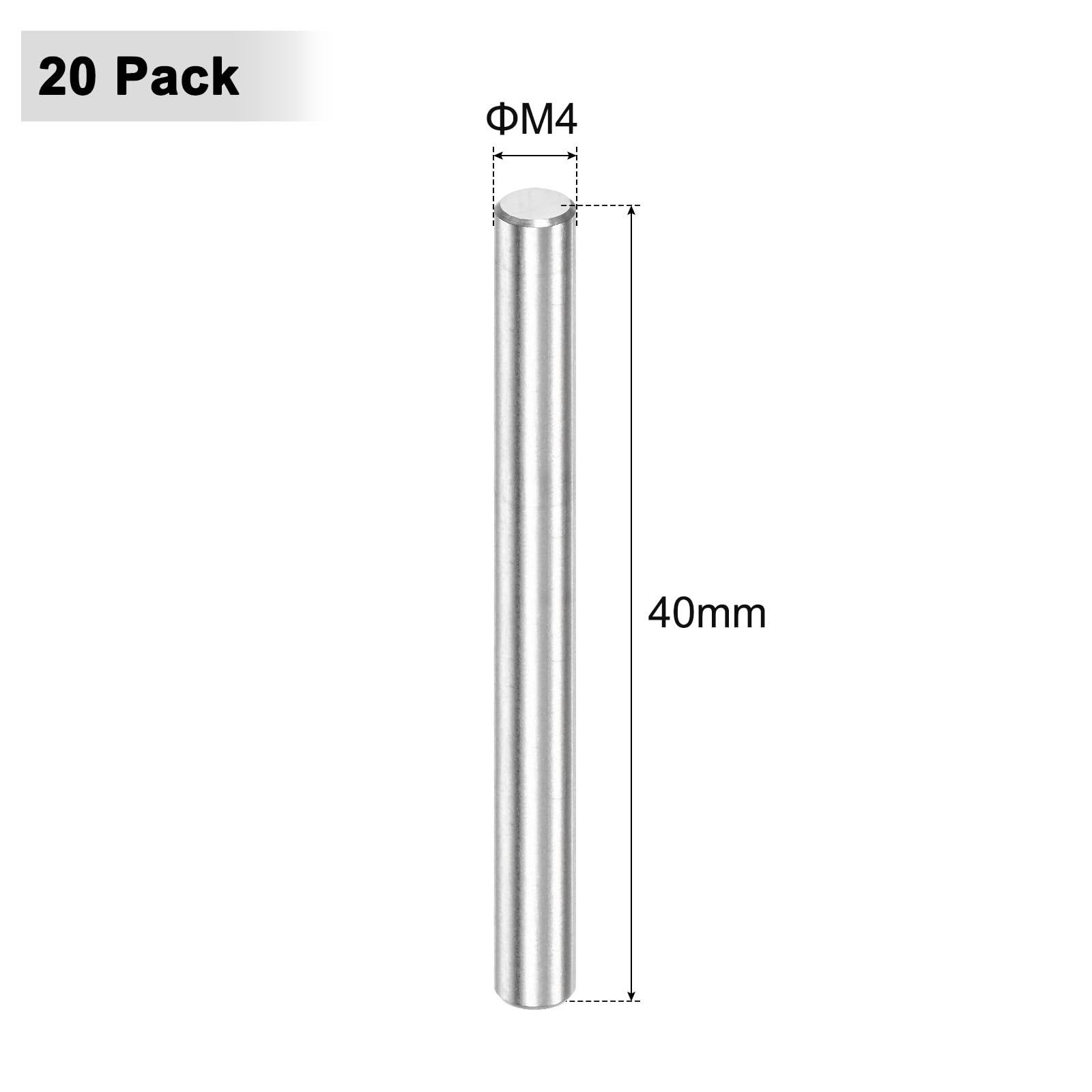 M METERXITY 20-Pack 4 x 40 mm Dowel Pin, 316 Stainless Steel Support Pin Fastener Elements for Metal Devices/Wooden Projects - Image 3
