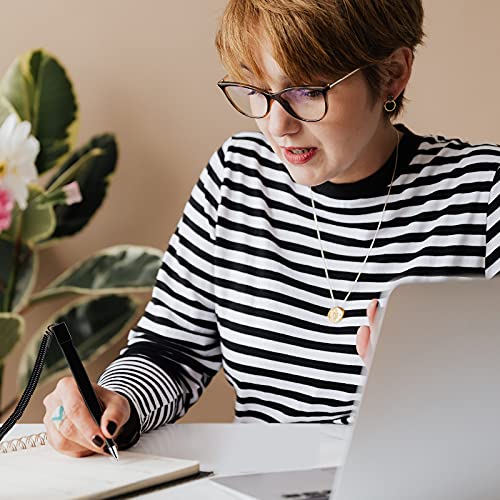 Marspark Secure Pen Set With Ball Chain And Pen Holder, Desktop Pens With Chains, And Blank Ink Refills, Black Ink Counter Coil Corded Pen For Home Bank Office Hotel Supplies (16 Pieces) #TOP3