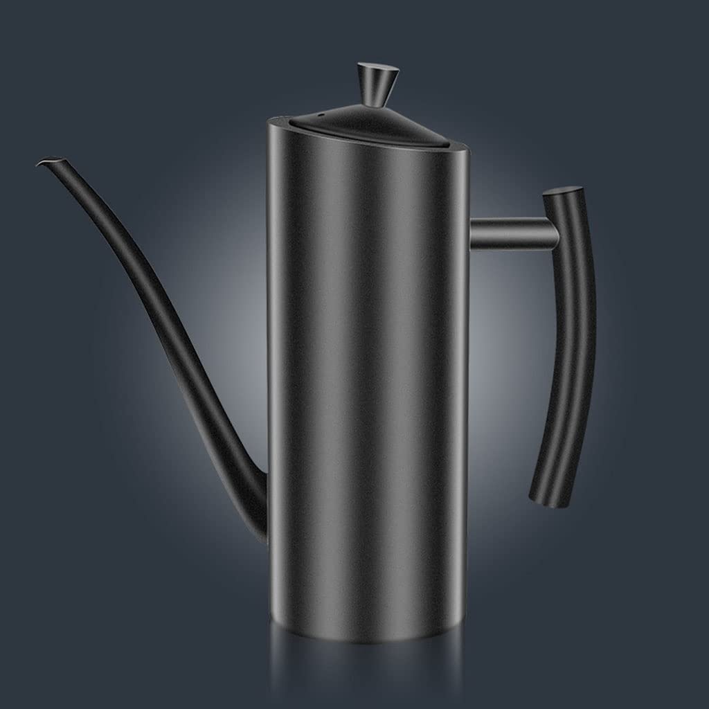 BRYER Olivenölspender Flasche,Edelstahl Auslaufsicherer Öltopf mit tropffreiem Ausgießer Ölkanne Topf Drizzler, Ölspender Küche Vorratsbehälter(Size:1000ML,Color:Schwarz)