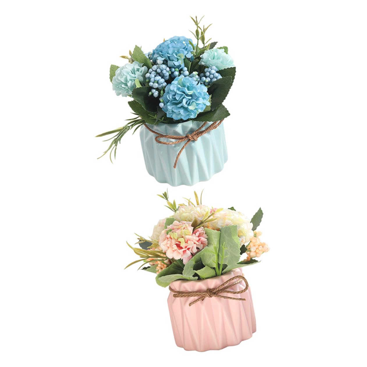 Plantes artificielles en pot VANZACK lot de 2 bonsaïs roses pour décoration