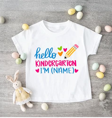Kindergarten Shirt, Hello Kindergarten, First Day Of School Outfit, Personalized Name Shirt, Back To School, Kinder Shirts, Kindergarten Tee2