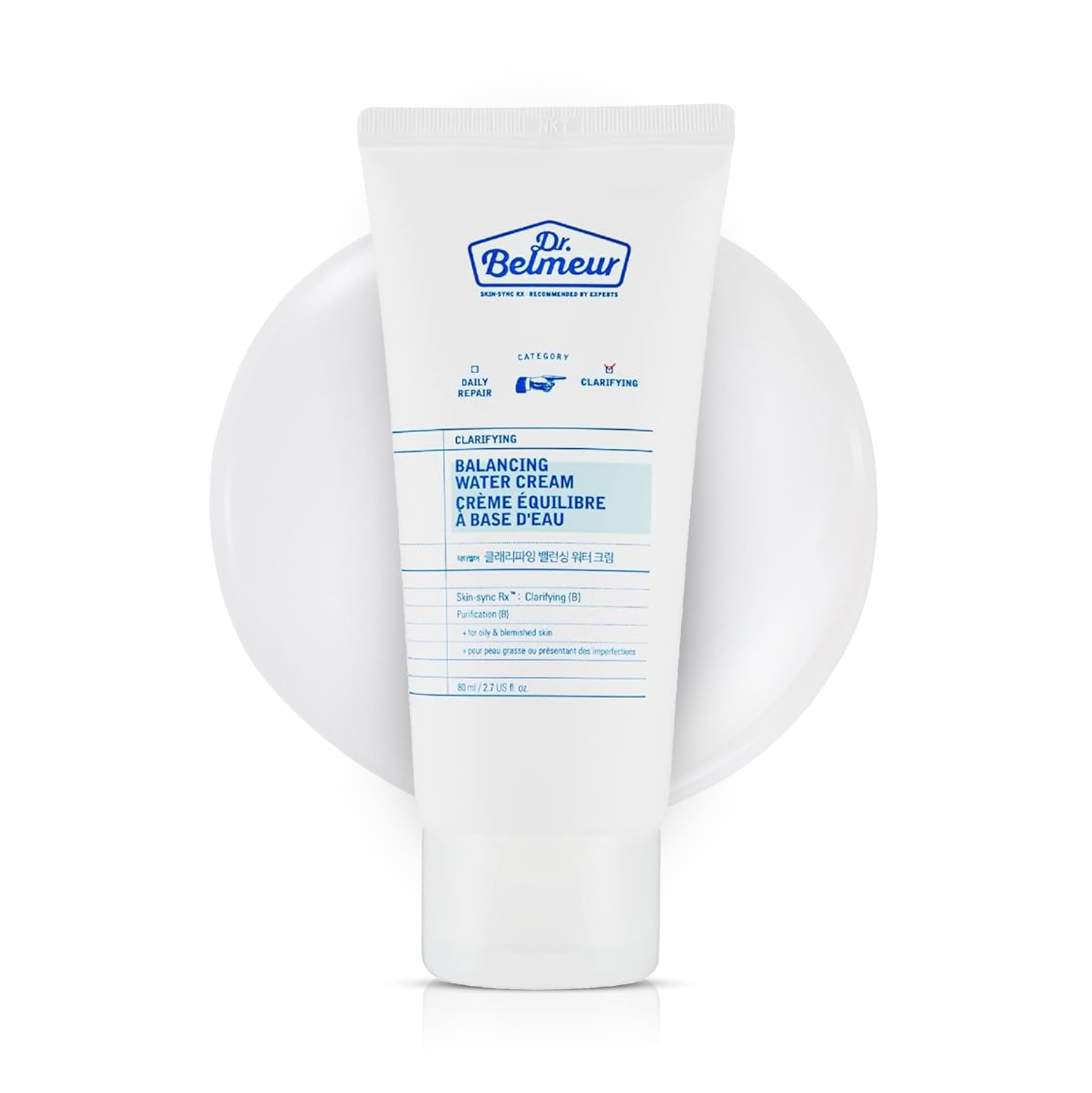 Dr. Belmeur Clarifying Balancing Water Cream 80ml, Hydrating Lightweight Face Moisturiser, Optimal Oil-water Balance Gentle Facial Moisturizer, Skin-friendly No Fragrance Korean Beauty Korean Skincare