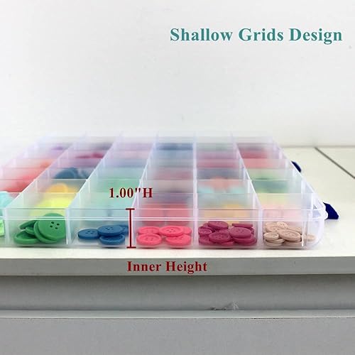 Miniatura 3 de BangQiao Paquete de 2 cajas de almacenamiento divisoras de plástico transparente de 48 rejillas, organizador transparente para cuentas, botones,