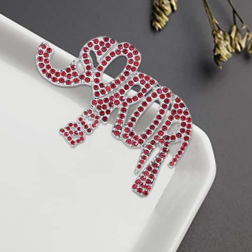 Image of Elegant Soror Womenhood Gifts Red Soror 1913 Elephant Pin Fortitude Delta Sorority Broach Greek Letter Jewelry