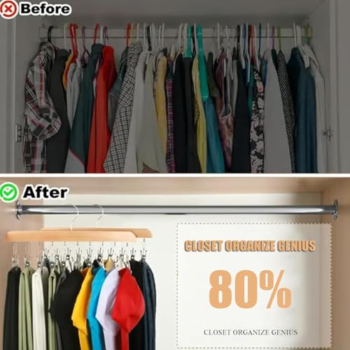 Closet Organizer with 10 Clips, 2PCS Space Saving Hanging Closet Organizer, Space-Saving Hat Scarf Clothespins for Jeans Skirts Socks Leggings Wooden Pant Hangers with Clips(Vintage) by Tocualvoss - Used condition - Image 6