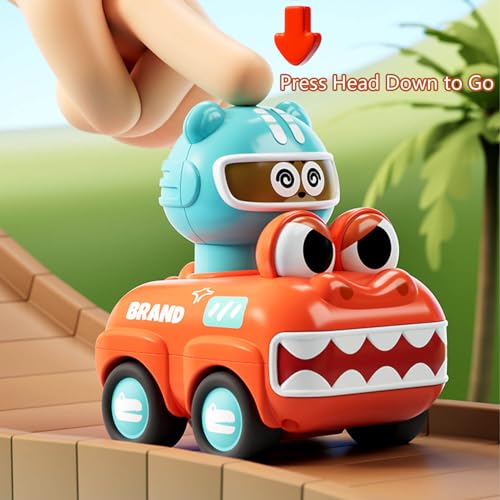 Toddler Toys for 1 2 Year Old Boy Gifts, Press to Go Car Toys for Toddlers 1-3, Baby Animal Racing Cars Toys 12-18 Months, Push Go Friction Car Toys for One Year Old Boy - Image 3