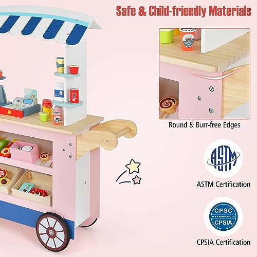 Costzon 04469 Wooden Grocery Store Playset, Kids Pretend Role Play Market Stand thumb #5
