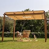 OLILAWN Pergola Shade Cover, 106'' X 135'' Outdoor Retractable Pergola with Sun-Protection, Durable Replacement Canopy for Garden Porch. Khaki