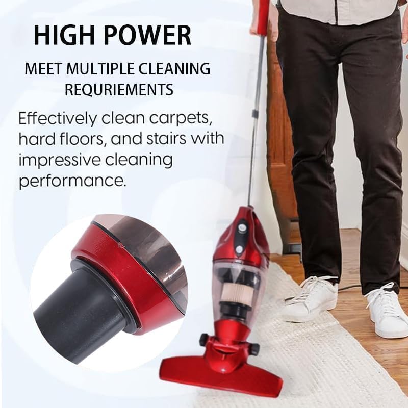 Image of Vacuum Cleaner for Home - Wet and Dry Suction Cleaner for Home, Handheld Vacuum Cleaner for Sofa, Clean Under Bed Stick & Upright-Extendable Handle Exterior Scratch Free (Red-9)