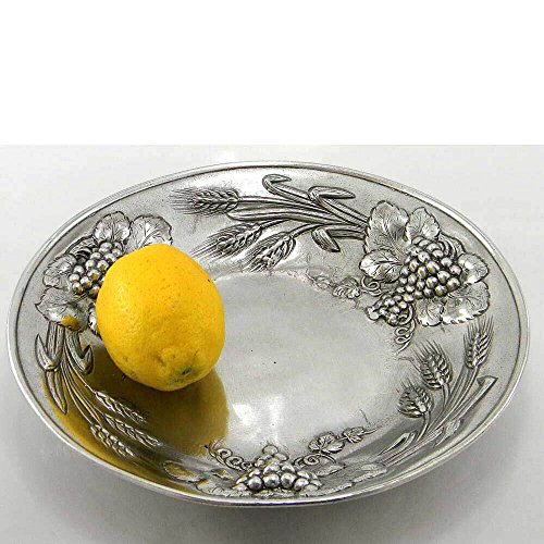  Cavagnini Vassoio in Peltro con Decoro UVA e frumento Lavorato a Mano