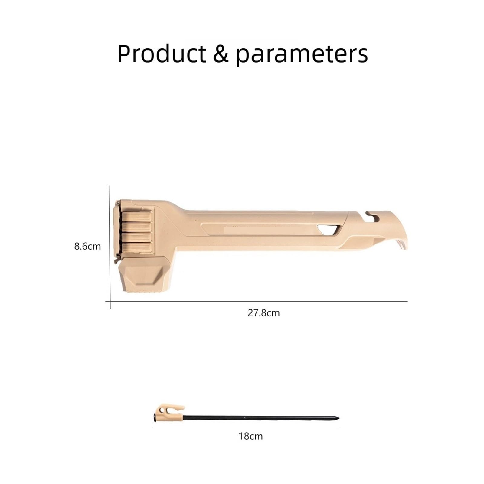 Camping-Zeltbeine und Hammer-Set für Zeltpflöcke | Zeltpfähle, Bodennägel, 18 cm Länge, Outdoor, Wohnmobil, Touristenzubehör(Hammer khaki)