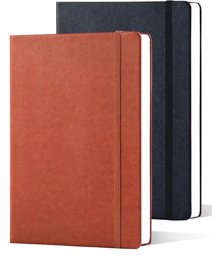 Carnet ligné papier épais 100g anti-bavure lot de 2 cahiers rigides 192 pages