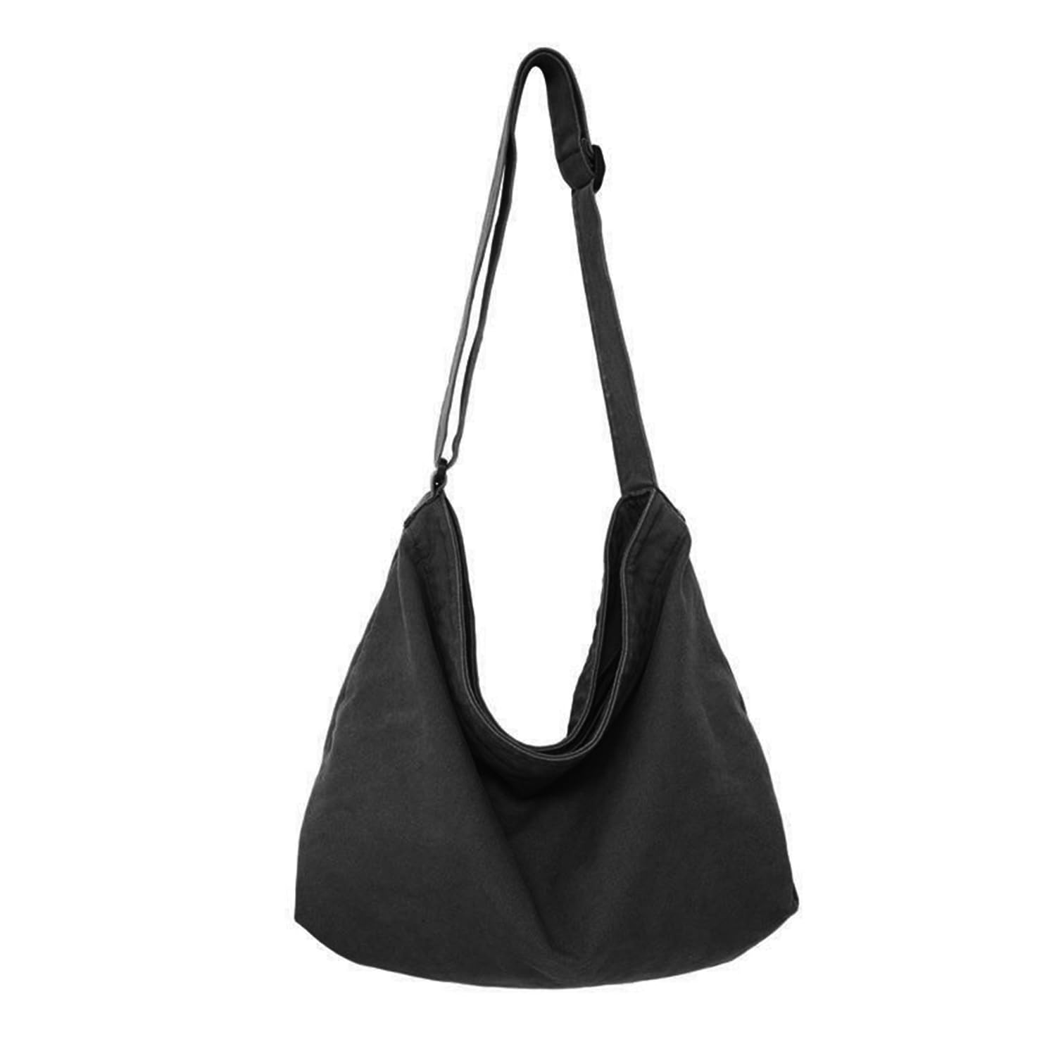 1 Piece Canvas Crossbody Bag, Large-Capacity Shopping Bag, Simple Shoulder Bag, Suitable For Commuting, Schooling, Traveling (Black).