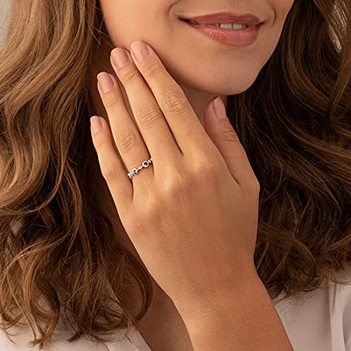 PEORA 5-Stone Tiara Stackable Ring Band for Women 925 Sterling Silver, Natural Gemstone Birthstones, 1.90mm width, Sizes 5 to 92