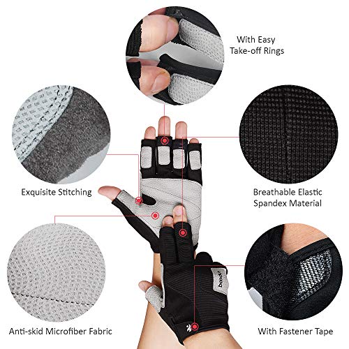 Luvas Esportivas, Andoer Luvas de escalada Luvas de escalada unissex Luvas de escalada com meio dedo