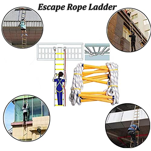 Dmuniz Ladders,Rope Ladder Fire Escape Rope Ladder Fireproof Rescue Ladder For Emergencies Portable Non-Slip Fire Escape Ladder Reusable With Hook And Screws/3M/9.8Ft #TOP6