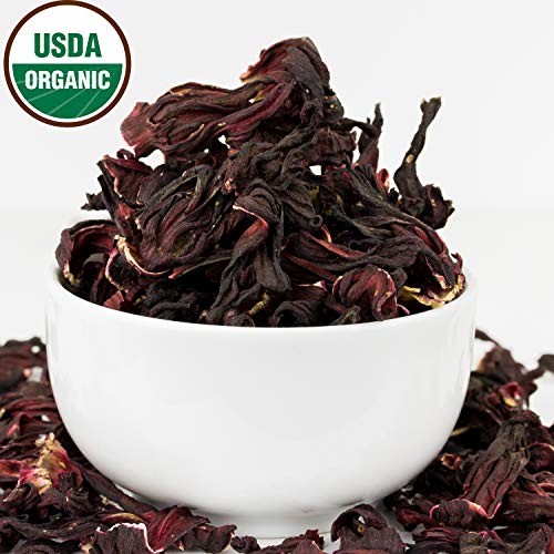 Hibiscus Tea 1LB (16Oz) 100% CERTIFIED Organic Hibiscus Flowers Herbal Tea (WHOLE PETALS), Caffeine Free in 1 lbs. Bulk Resealable BPA-free Bags from U.S. Wellness