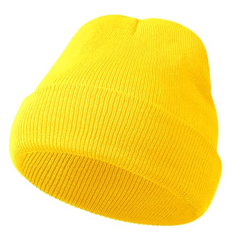 La Mejor Lista de Gorros para Niño Top 10. 48 American Trends - Gorro de punto cálido para niños y niñas, gorro de invierno suave para niños, Paquete de 1 amarillo, Medium