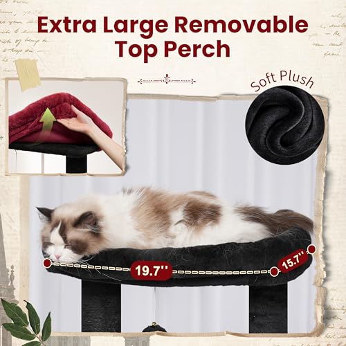 Image of Gitelsnour Cat Tree, 63'' Cat Tower for Large Cats, Big Hammock GCT020BR