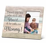 SRADMO Mommy And Me Picture Frame, Mom Picture Frame, Mom Frame, Mommy And Me Gifts, Gifts For New Mommy, Announcement For Grandparents, This Boy Calls Me Mommy 10x8 Inch Wooden Tabletop Photo Frame