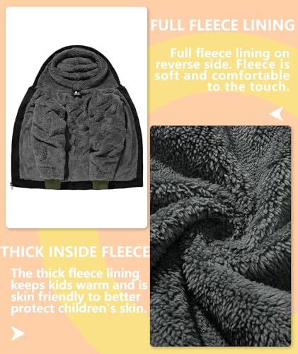 Image of V VALANCH Boys Hoodie Zip Up Fleece Lined Jacket Warm Sherpa Hooded Sweatshirts for Boys Girls 6-15 Years