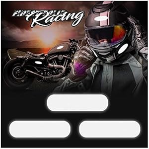 3M Technology™, set van 8 reflecterende stickers, helmstickers, zwart, motorhelm, veiligheid, (K132 rechthoekig…