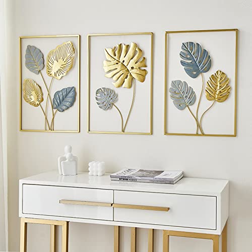 Xinxuan 3 Pieces Leaf Wall Hanging Decor Gold Wall Decor Home Decor Wall Decor Office Wall Decor Metal Wall Art Decor For Kitchen Bedroom Living Room (11.8 X 17.7 Inch) #TOP6