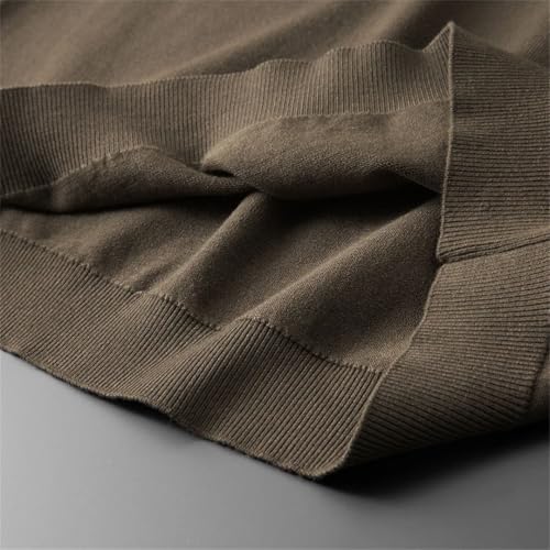 Men Crew Neck Striped Wool Sweater Soft Warm Short Sleeve Knit Pullover Jumper Top4