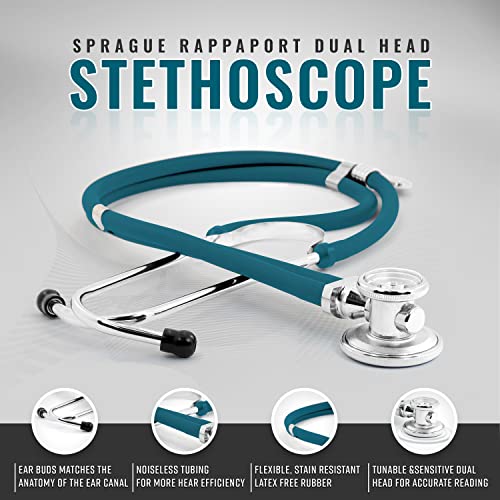 Asa Techmed Dual Head Sprague Stethoscope And Sphygmomanometer Manual Blood Pressure Cuff Set With Case, Gift For Medical Students, Doctors, Nurses, Emt And Paramedics, Teal #TOP4