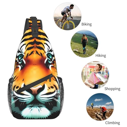 Bolso Sling Cross Chest Little Fat Tiger Head negro miniatura 6