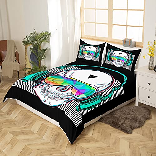 Housse de couette crâne motif os parure de lit garçon ado rock