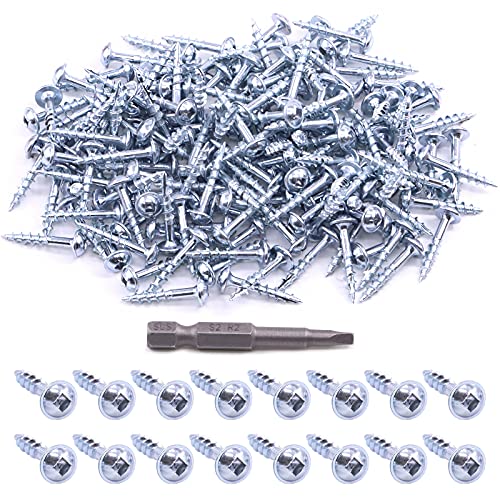Glarks 160Pcs #8x1'' Pocket Hole Screws Zinc Coated Square Drive Self Tapping Coarse Thread Wood Screws for Wood and Sheet Metal (#8x1‘’ Coarse Thread)