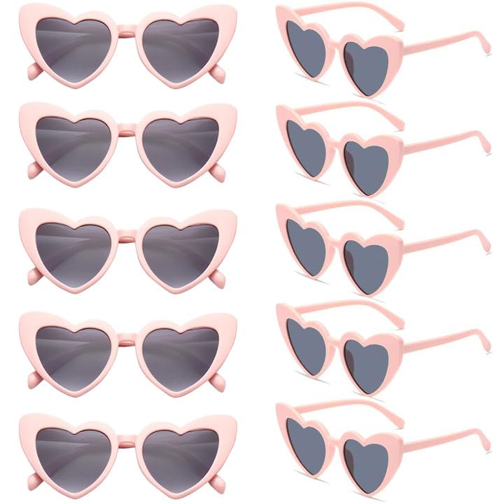 Catálogo de Lentes Dama Top 10. 49 10pzs Lentes de Corazon para Fiesta,Gafas de Corazón con Forma, Gafas de Sol Vintage con Forma de Corazón,Lentes de Sol para Damas, 10 Pack Women's Sunglasses (Rosa)